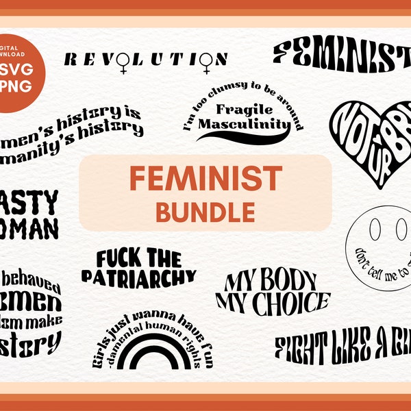 Feministische Graphics Bundel, Feministische SVG, Feministische PNG Clip Art, Feministische T-Shirt Ontwerpen, Feministische Sticker Designs