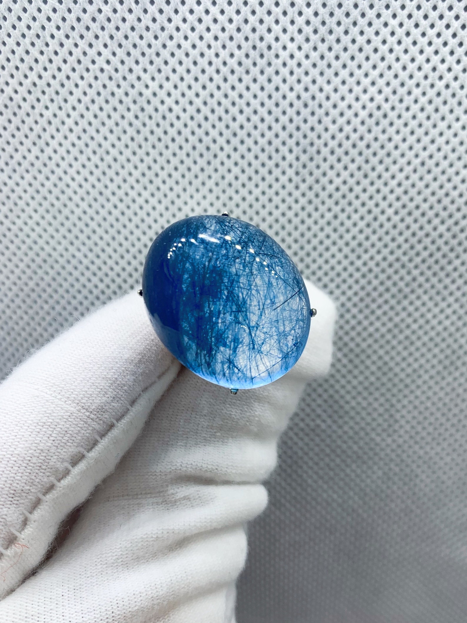 Natural 12x18x22mm Oval Blue Rutilated Quartz Hair Crystal Etsy