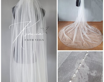 Glitter veil with сrystals Wide sparkly veil One tier cathedral veil Royal veil Handmade long bridal veil with comb 118" wide wedding veil