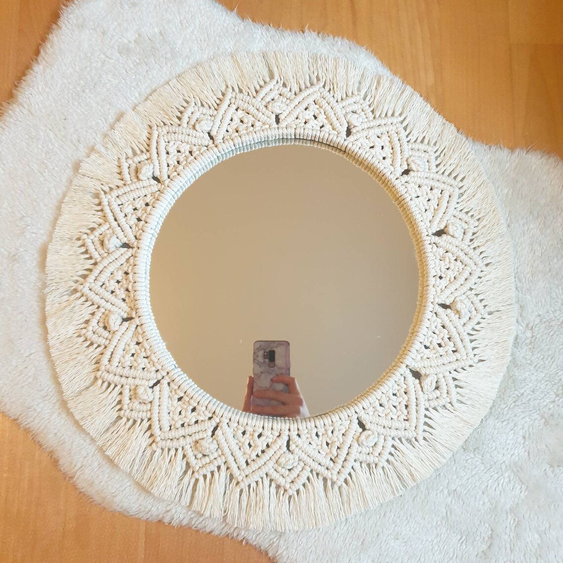 Makramee Spiegel 30cm Mandala Wandbehang großer runder | Etsy