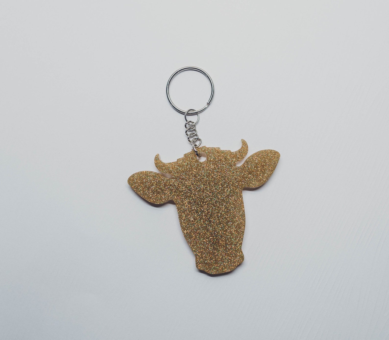 Resin Bull keychain Shorthorn Steer keychain Glitter Cow Etsy