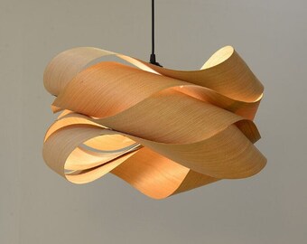 Creative Wood Pendant Lamp Shade- Handmade Wood Chandelier - Ply Wood Lampshade -Ceiling Light - Hanging Light - Livingroom/Dining/Deco