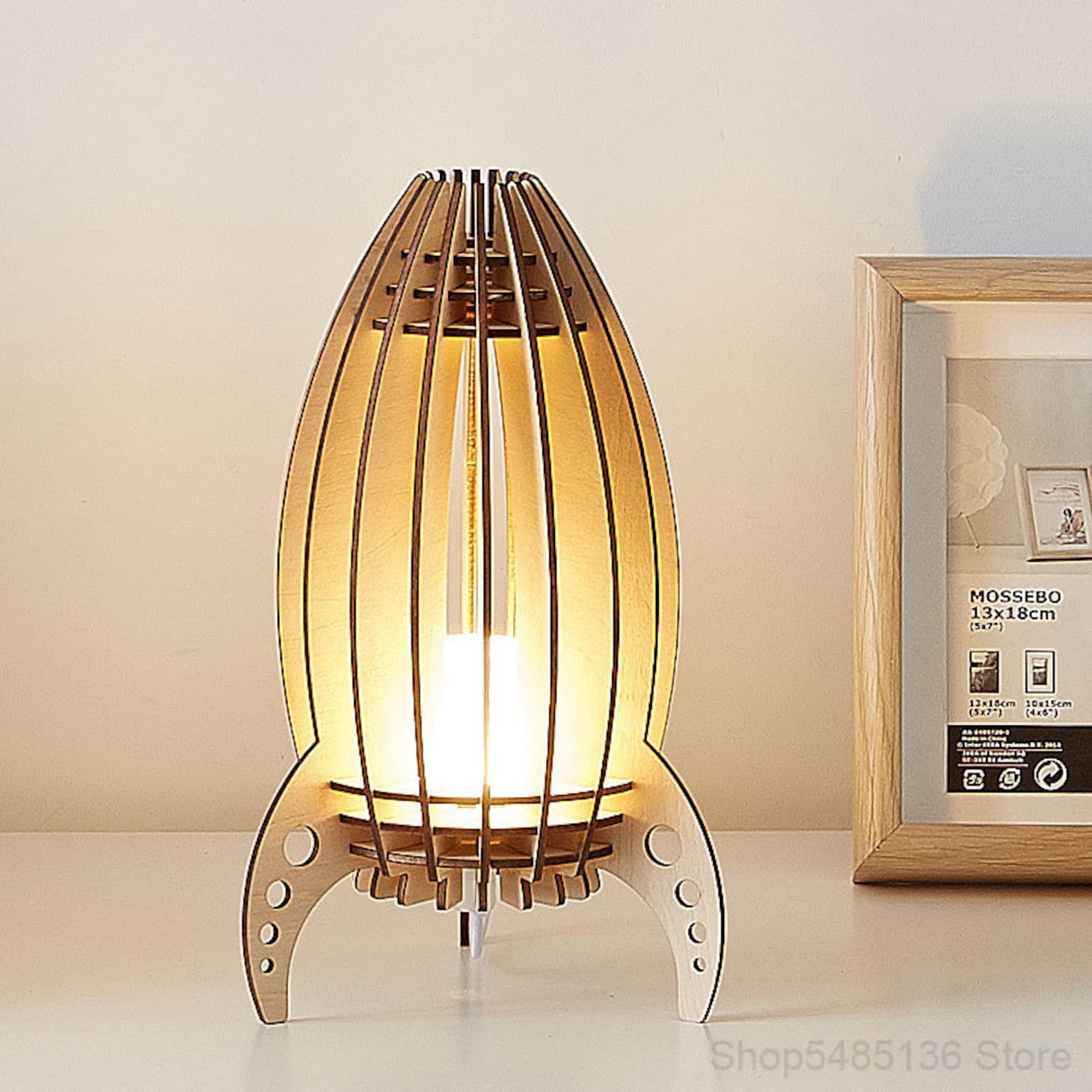 Wooden Rocket Lamp Space Rocket Desk Lamp Wood Lamp Etsy