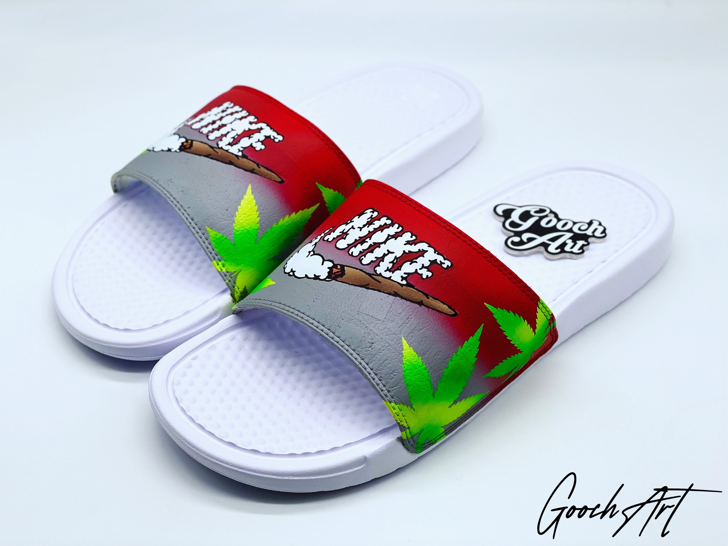 Custom Nike Weed Slides high Life | Etsy