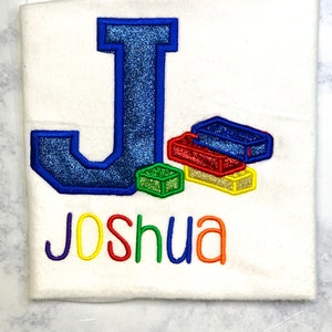 Letter building blocks, Embroidery and appliqué custom letter or number with name. Building blocks, him or her building blocks