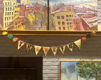 Thankful Thanksgiving Festive Garland Banner Decor