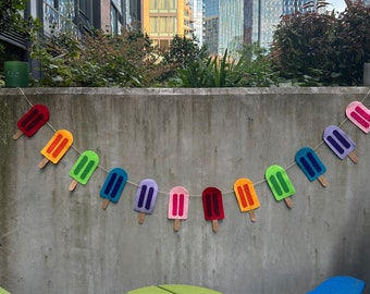Rainbow Popsicle Summer Felt Garland