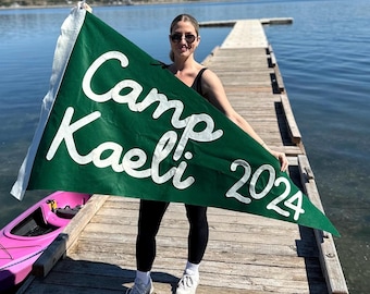 Custom Felt Camp Pennant Banner - Large Bachelorette & Birthday Party Flag, Personalized Party Decor
