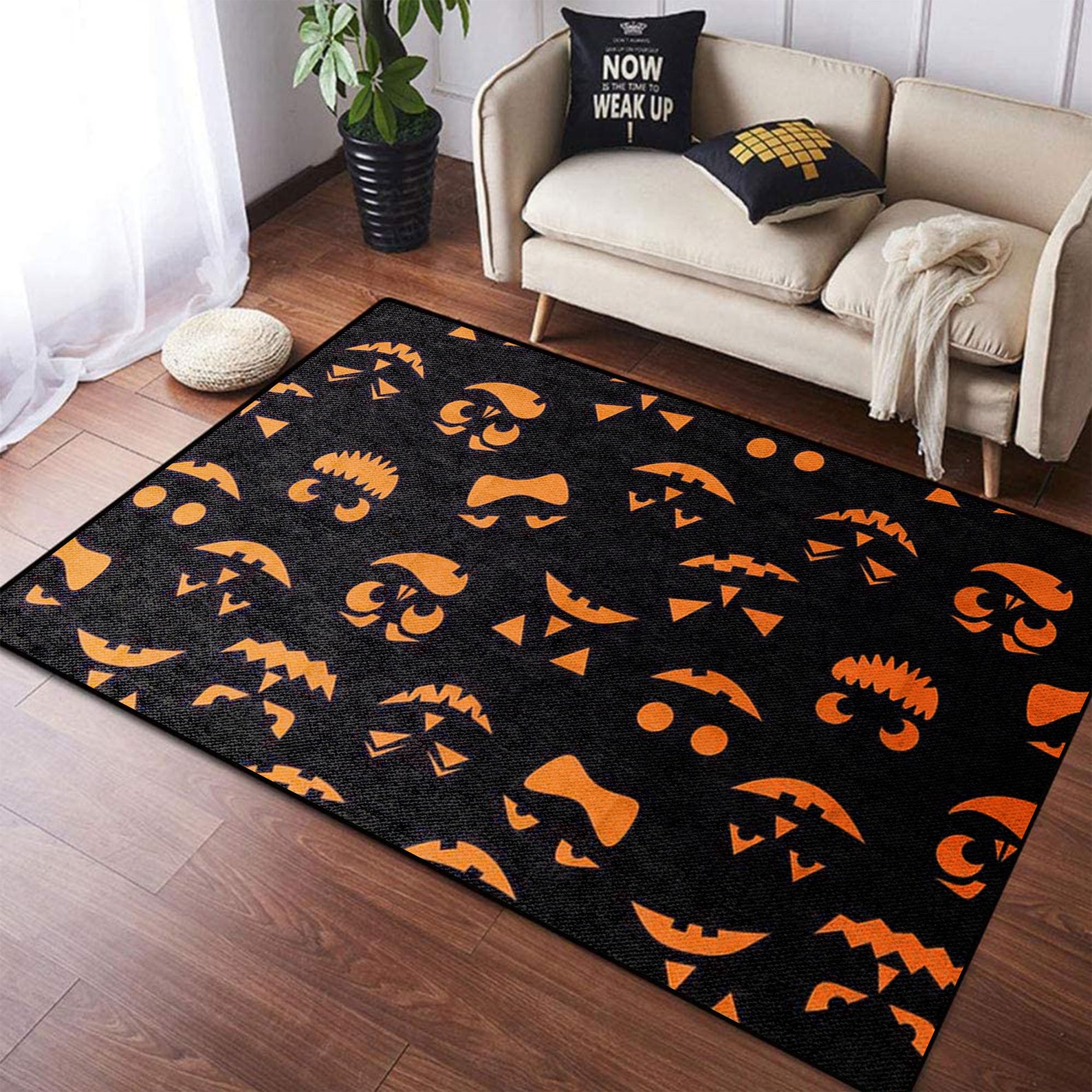 Halloween Pumpkin Carpet Area Rug Halloween Carpet Rug Evil Etsy