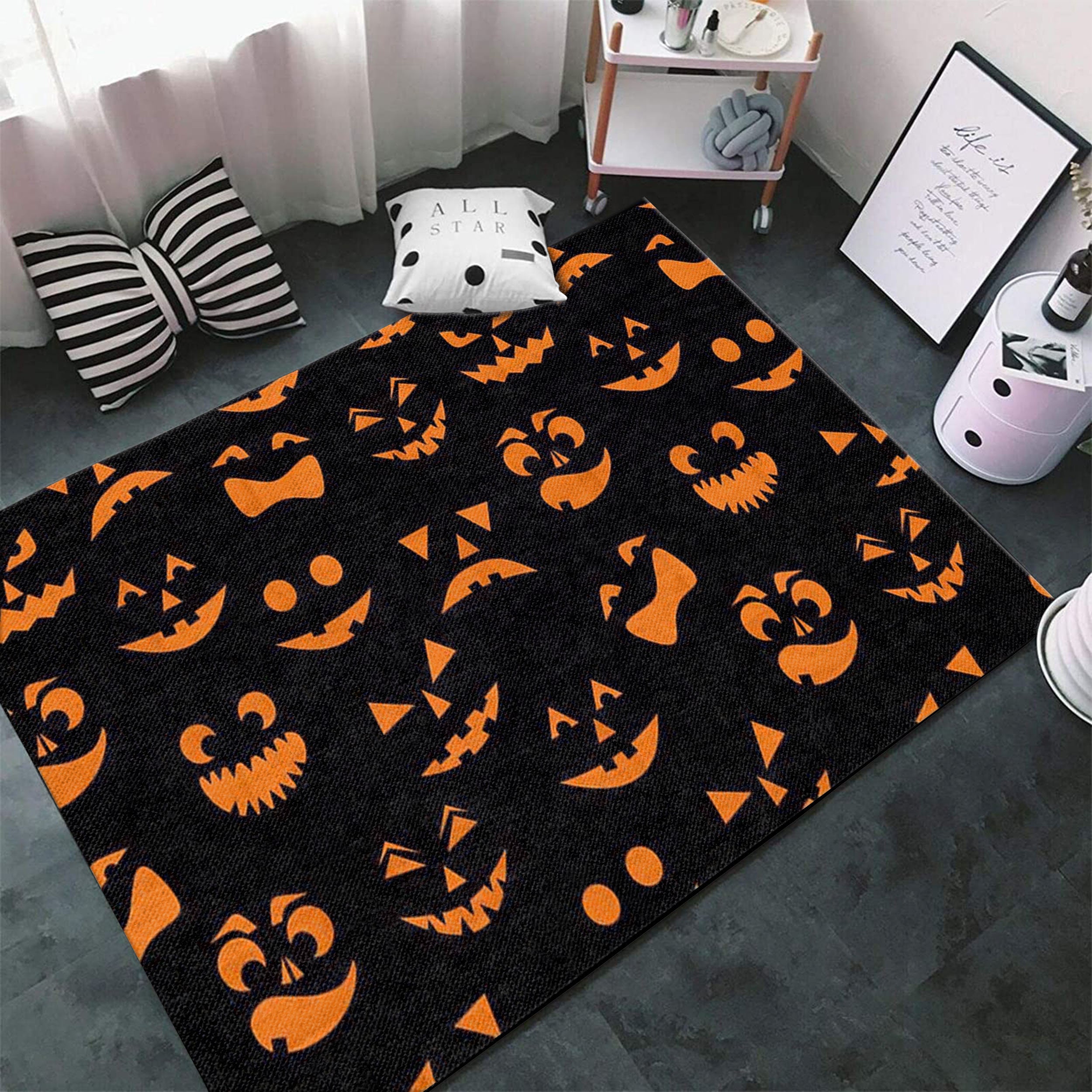 Halloween Pumpkin Carpet Area Rug Halloween Carpet Rug Evil Etsy