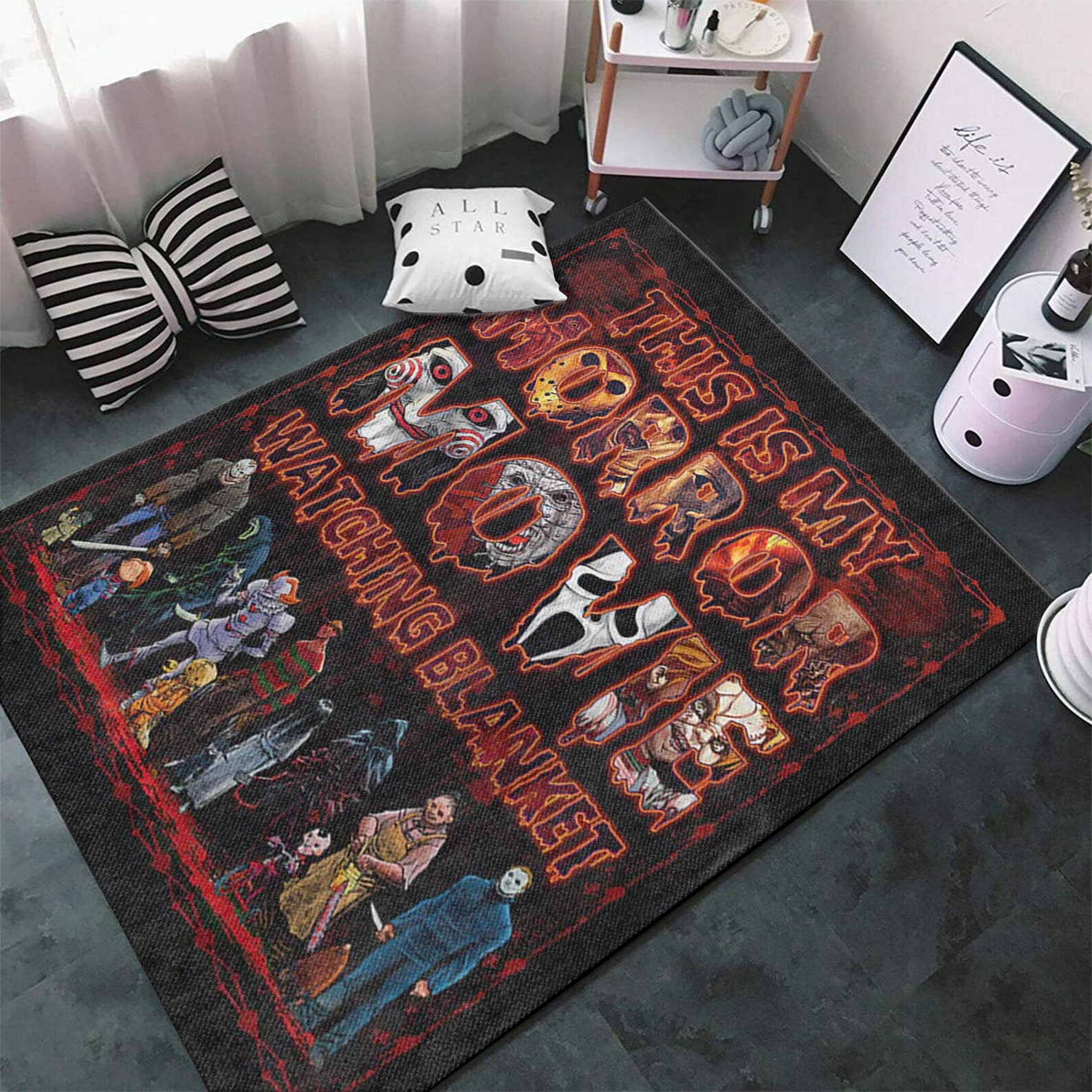 Horror Movie Characters Rug Carpet Floor Horror Movie Rug Etsy