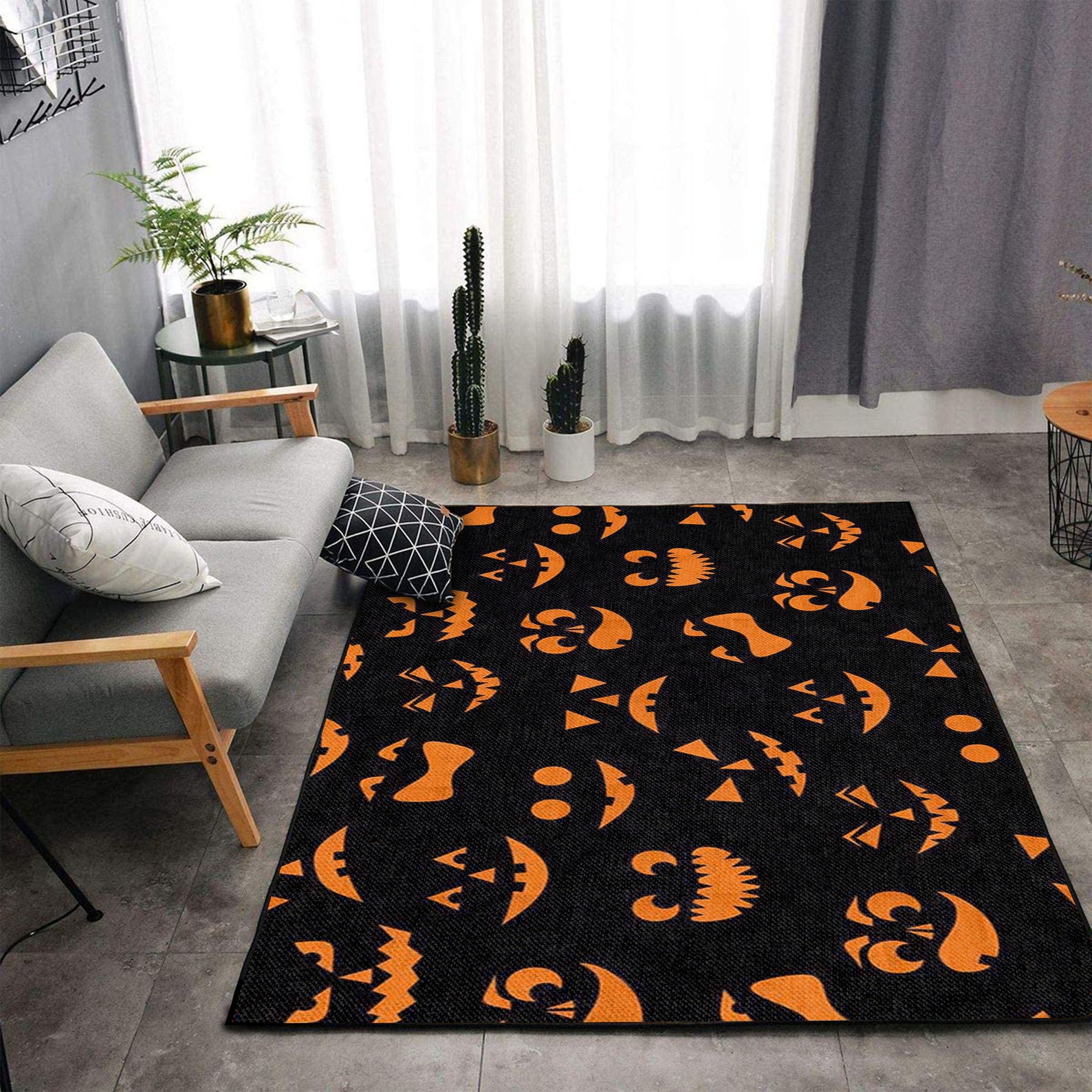 Halloween Pumpkin Carpet Area Rug Halloween Carpet Rug Evil Etsy