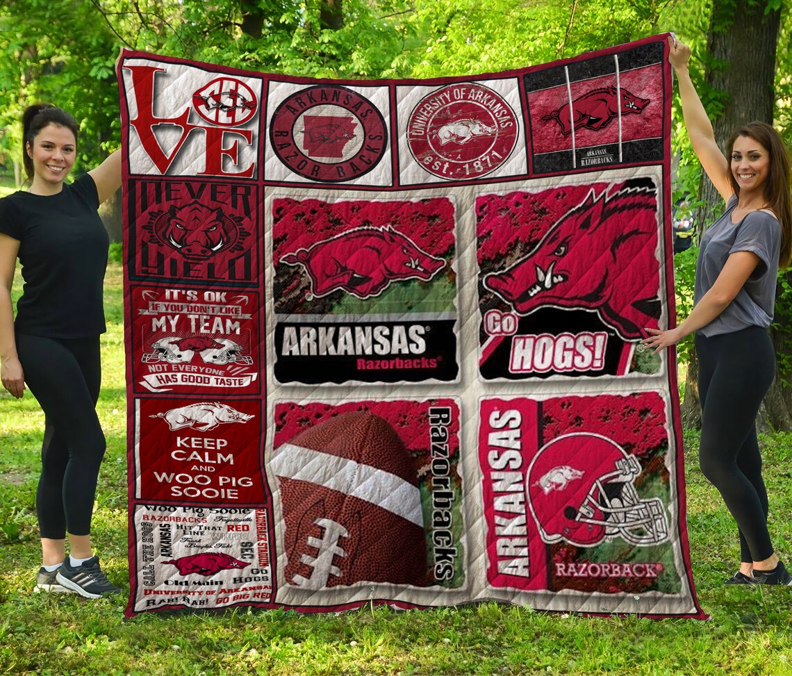 Arkansas Razorbacks Quilt Blanket Ha0111 Fan Made Bedding Etsy
