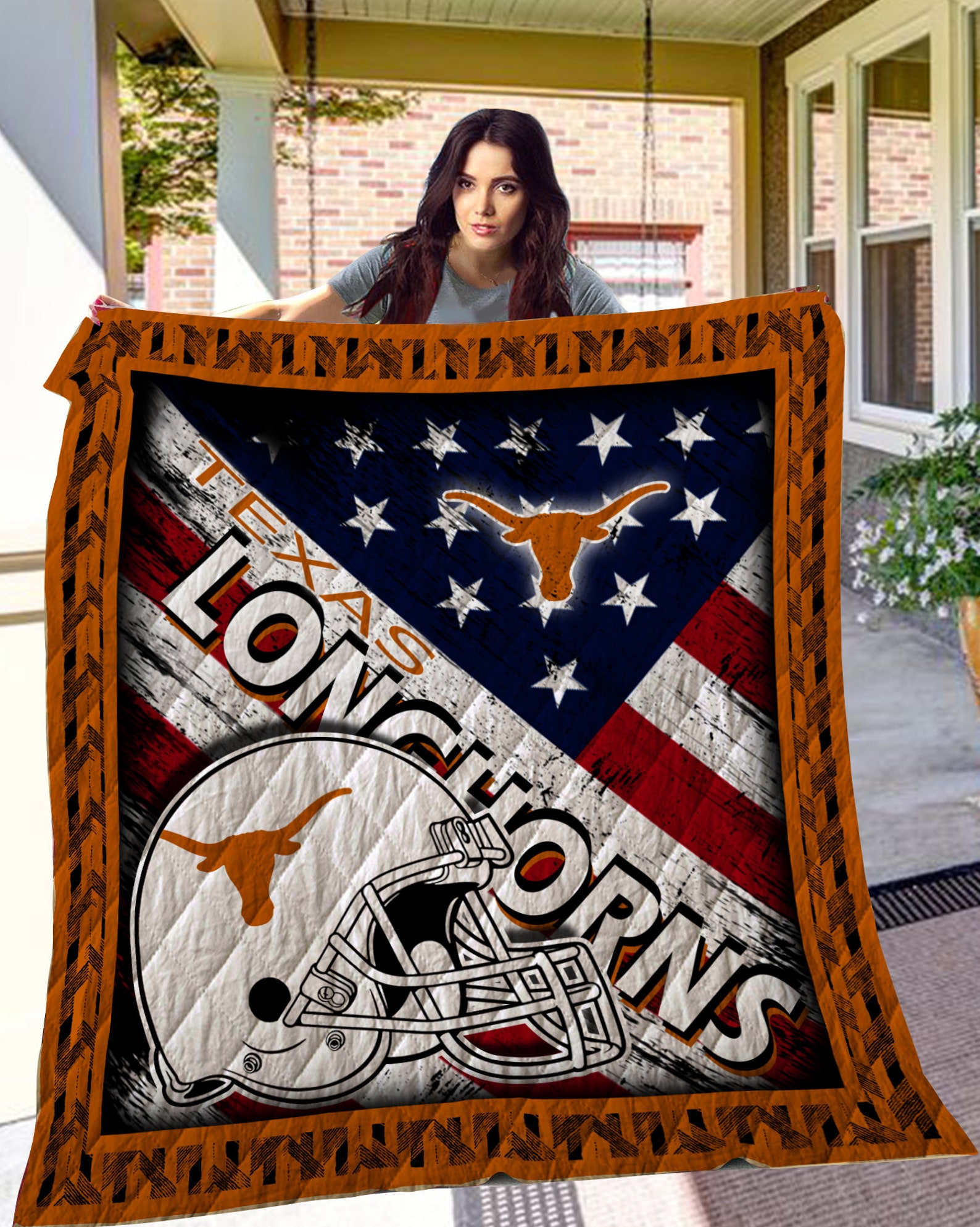 Texas Longhorns Quilt Blanket Ha0411 Fan Made Bedding Family Etsy
