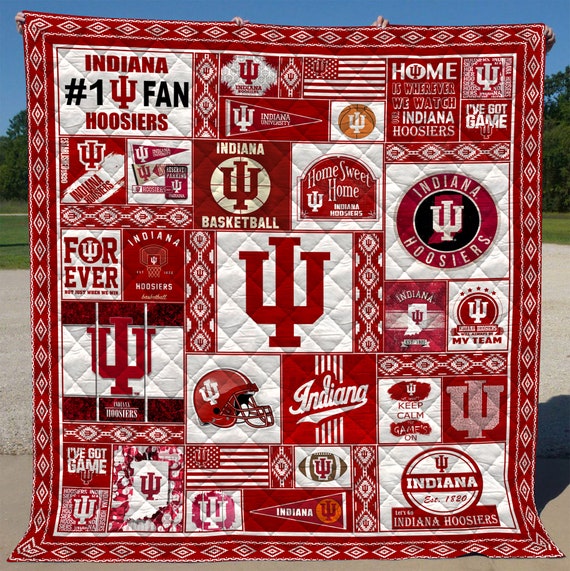 Indiana Hoosiers Quilt Blanket Ha3010 Fan Made Bedding Family | Etsy