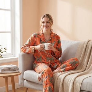 Indian Handmade 100% Cotton Jungle Print Pajama Set Night Wear, Soft Cotton Night Suit-Pure Cotton Pj's, block Print Pajamas, Pajamas Set