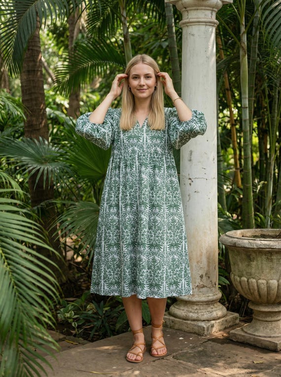 halter neck floral midi dress Senara Floral Triny Halter Neck Midi Dress Curve WHT-GRN-MUL / 3X by Sugarlips