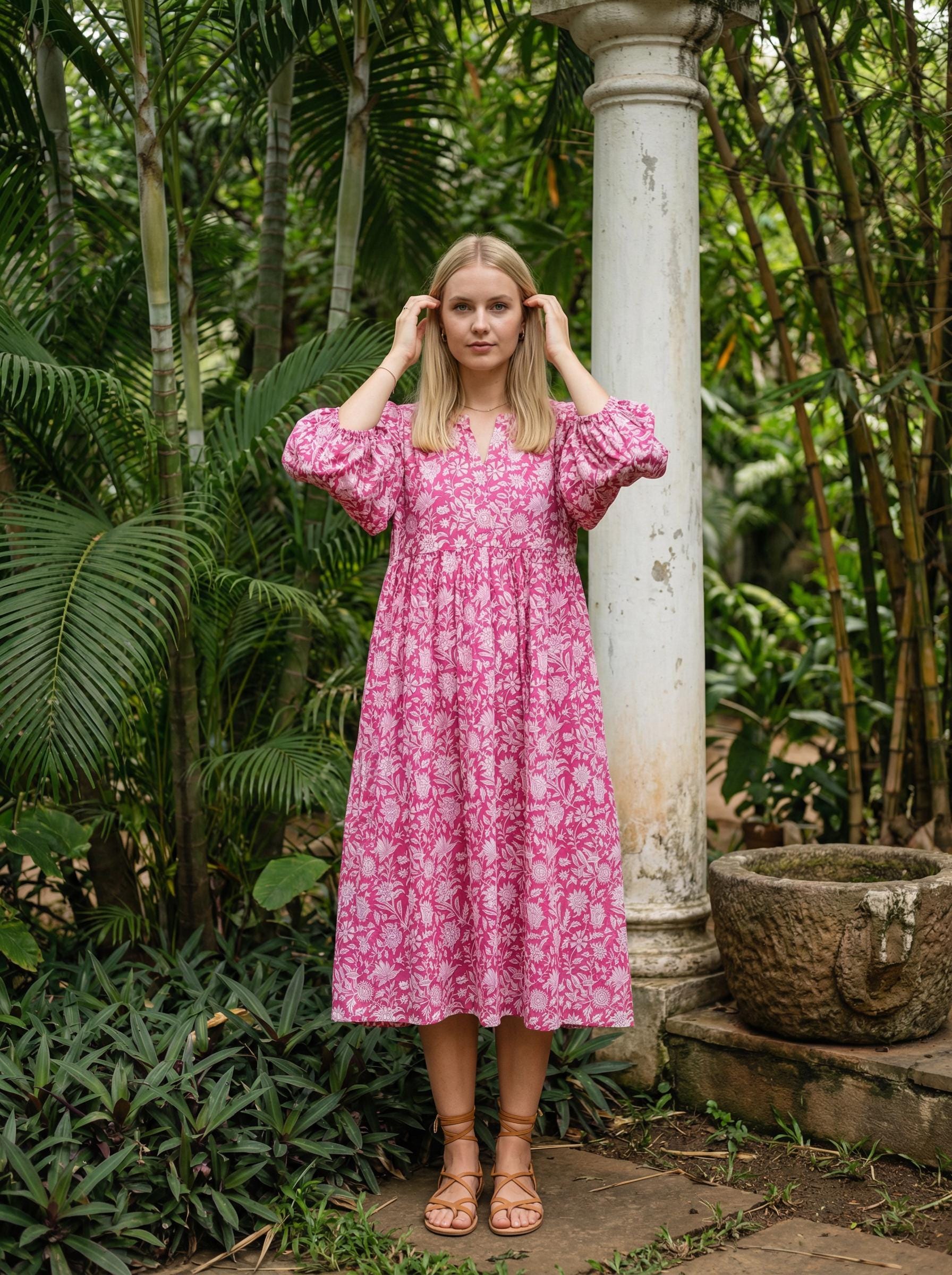 INDACORIFIE Katoenen kaftan, Indiase bloemenkaftan, lange kaftan, jurk voor moeders, strandbedekking, nachtkleding, Indiase kaftan, maxi-jurk, bikini bedekkend multi