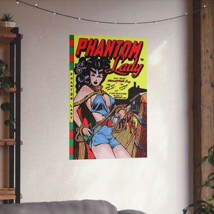 Comic Book Gift Woman Super Hero Phantom Lady Wall Art Home Decor Canvas Wall Art Print Ready To Hang
