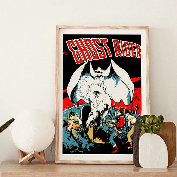 Comic Book Covers Poster, Retro Comic Book Covers, Vintage Super Heroes, Room decor - Digital Download Western "The Ghost Rider" Vol. 3