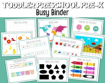Toddler Preschool Pre-K Busy Binder | Printable Learning Binder