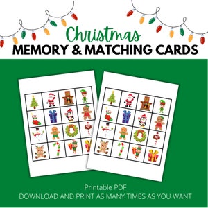 Tarjetas de juego de memoria y combinación de Navidad / Juego de combinación de otoño para niños pequeños, preescolar, prekínder, jardín de infantes