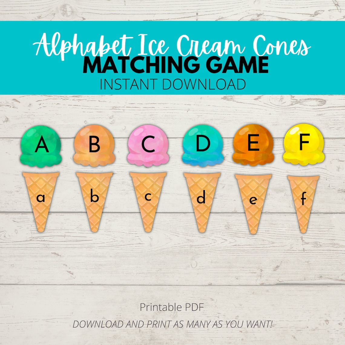 Preschool Letter Matching Activity - Printable Alphabet Ice Cream Cone ...