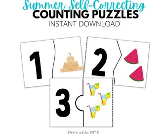 Counting 1 -10 Puzzles, Printable summer activity for toddlers, preschool, and kindergarten