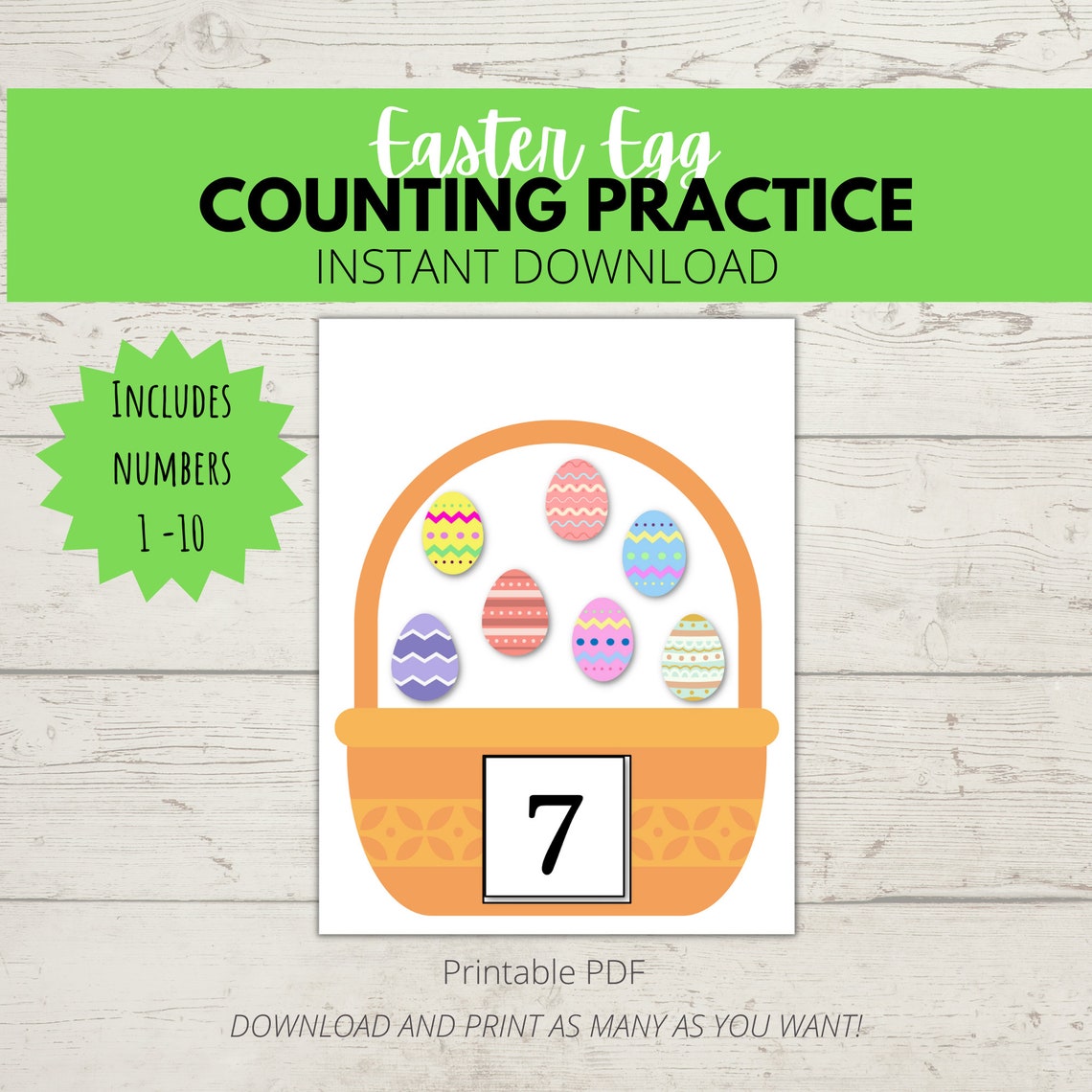 Preschool Spring Math Activity - Printable Easter Egg Counting Game - Etsy