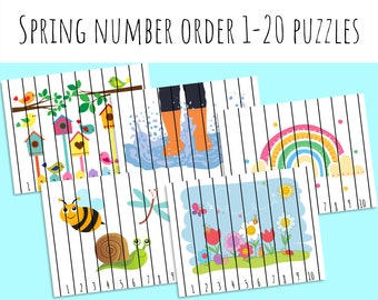 Puzzles printaniers de séquences de nombres 1-20 (imprimables)