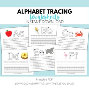 Printable Alphabet Tracing Worksheets, Writing Practice with Uppercase and Lowecase Letters
