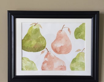 9 x 12 Watercolor pear illustration