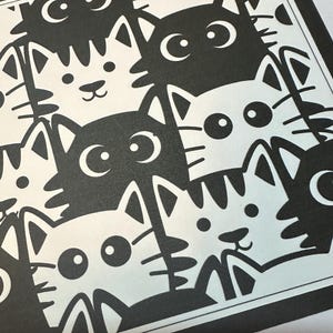 Tarjeta de felicitación con diseño de gatos, ideal para cualquier ocasión, de 6x6 pulgadas, con mensaje en el interior.