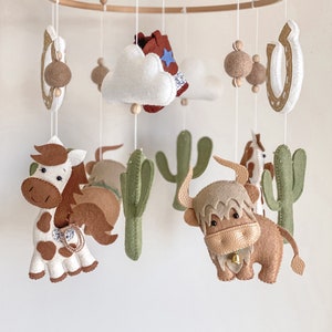 Wild West Felt Mobile - kids decor - nursery decor - baby - cowboy - cactus - horse - sheriff - horseshoe