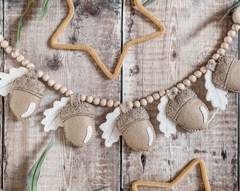 Little Acorns Felt Garland - décor pour enfants - décor de pépinière - bois