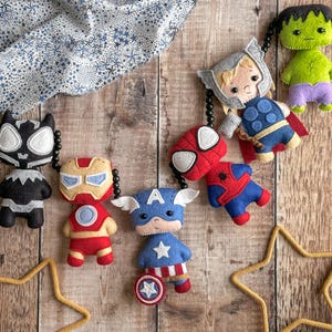 Superhero Felt Garland - kids decor - avengers - iron man - spiderman - captain america - black panther - hulk