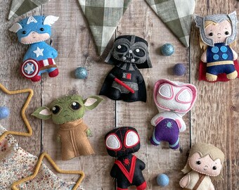 Superhero Hanging Decoration - kids decor - nursery decor - felt superhero