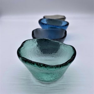 Set of 4 handmade Sauce Bowls, Glass Dipping Bowls, Colourful Small Bowls, Soy Sauce Bowls. Green Bowl, Blue Bowl, Bronze Bowl, Gray Bowl