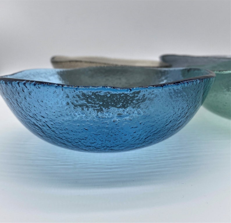 Set of 4 Large Handmade Glass Bowls. Glass Bowls for Salads Etsy