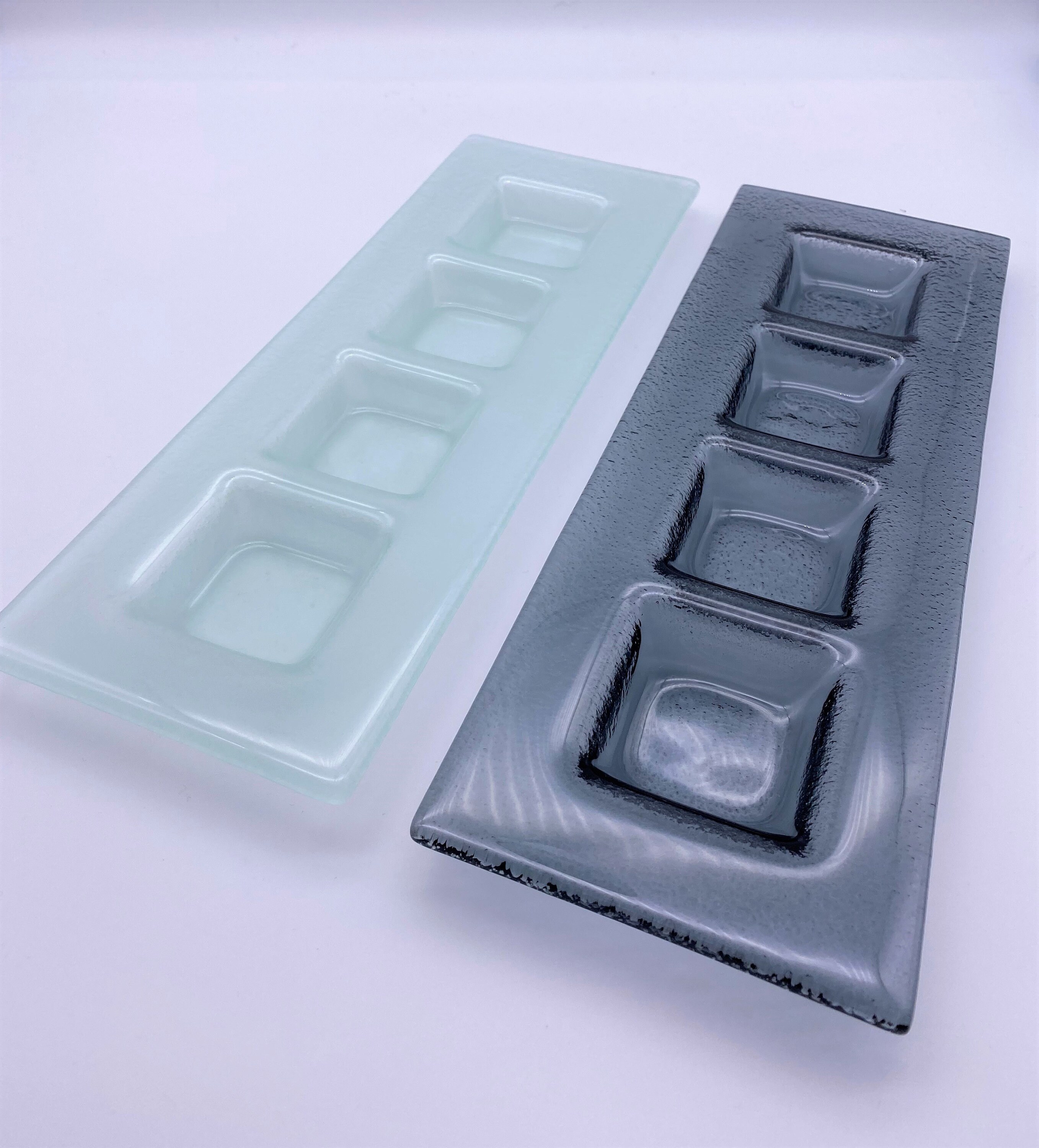 Rectangular Glass Plate with compartments for sauces mezzes. Etsy