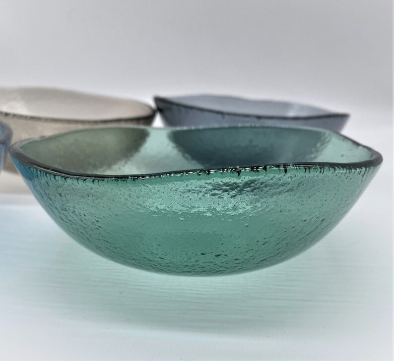 Set of 4 Large Handmade Glass Bowls. Glass Bowls for Salads Etsy