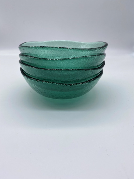 Set of 4 Handmade Glass Bowls From Recycled Glass. Large Glass Etsy