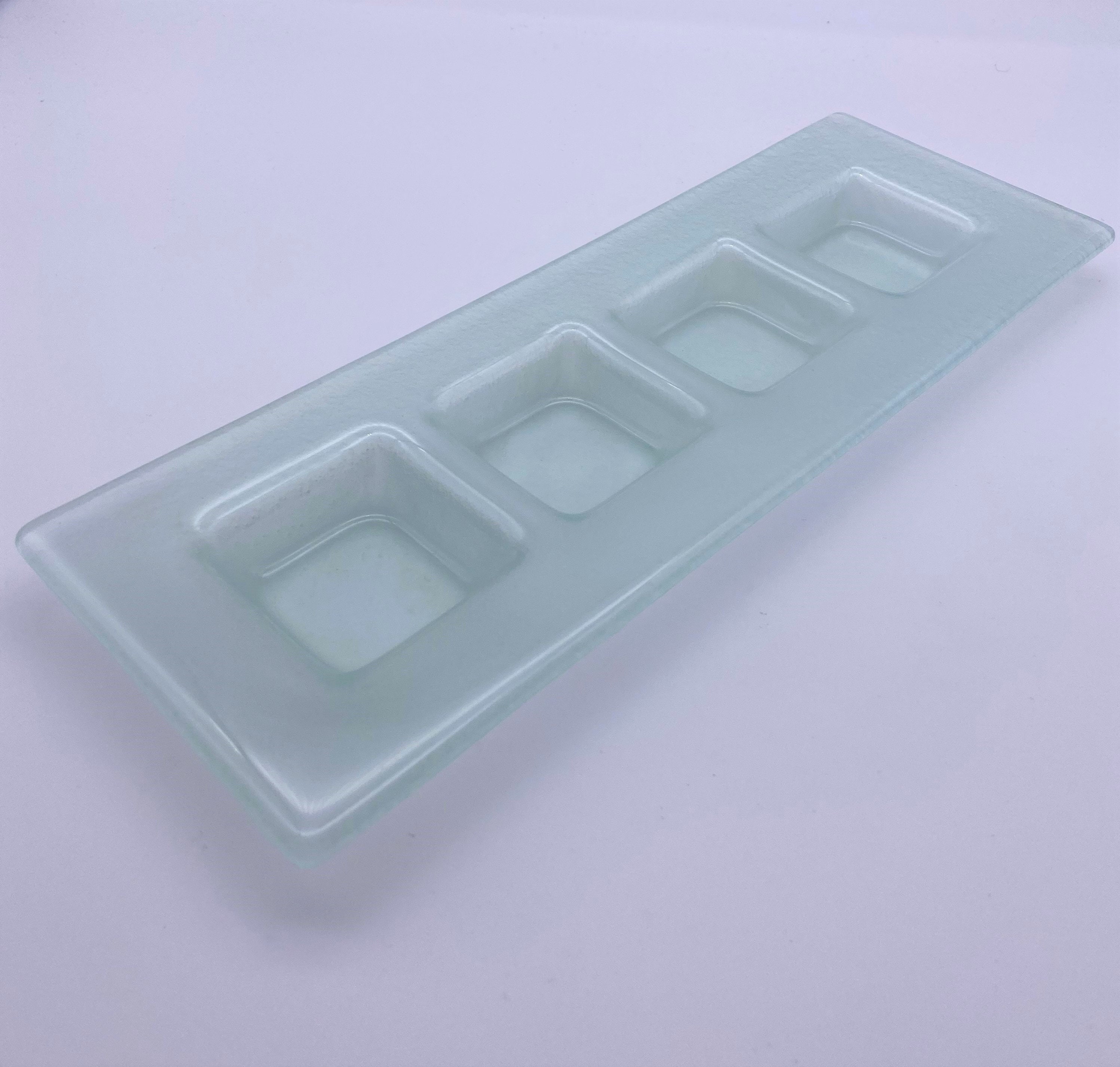 Rectangular Glass Plate with compartments for sauces mezzes. Etsy