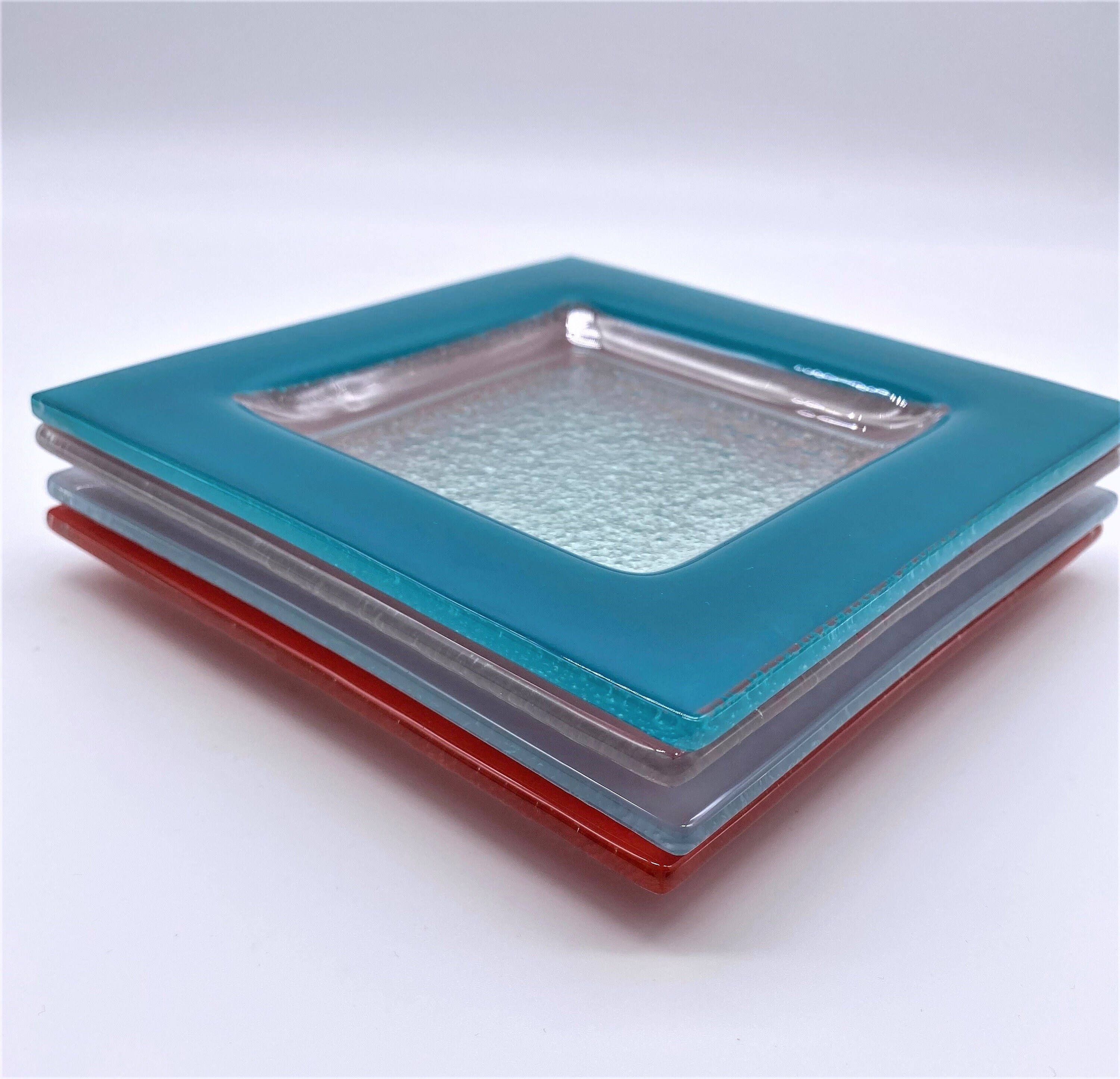 Square Glass Plates. Coloured Glass Plates. Dessert Plates. Etsy
