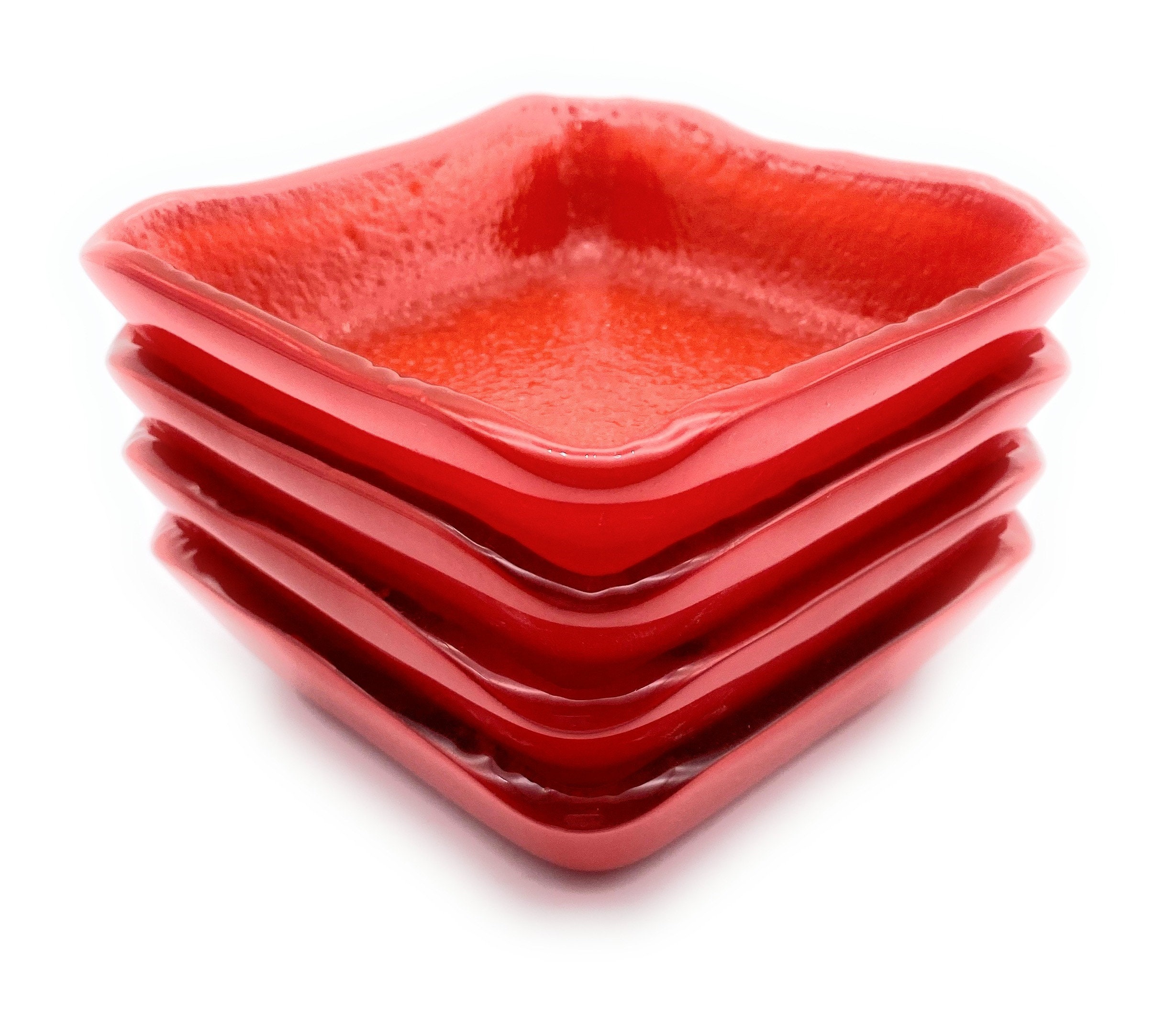 Glass Dipping Bowls. Handmade Glass Sauce Bowls. Handmade Recycled