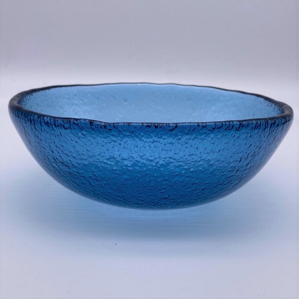 Glass Bowls for Soups, Snacks and Salads. Recycle Glass. Handmade Glass Bowls. Transparent Blue Glass. Set of 2.