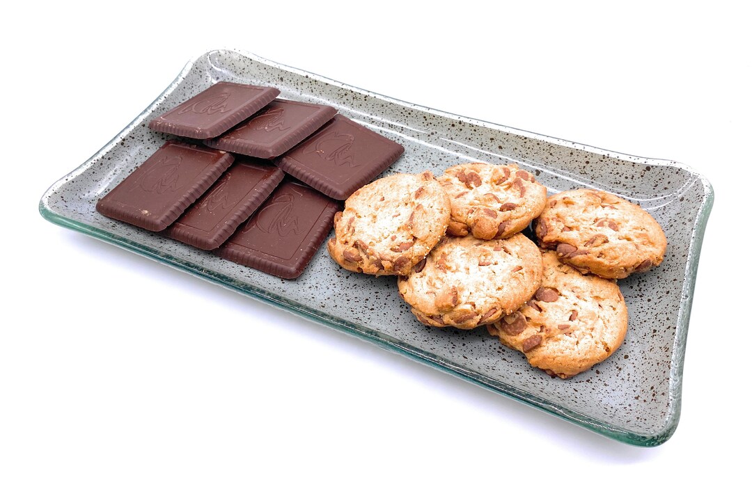 Rectangular Glass Plate. Glass Plate for Cookies. Recycled Glass Plate