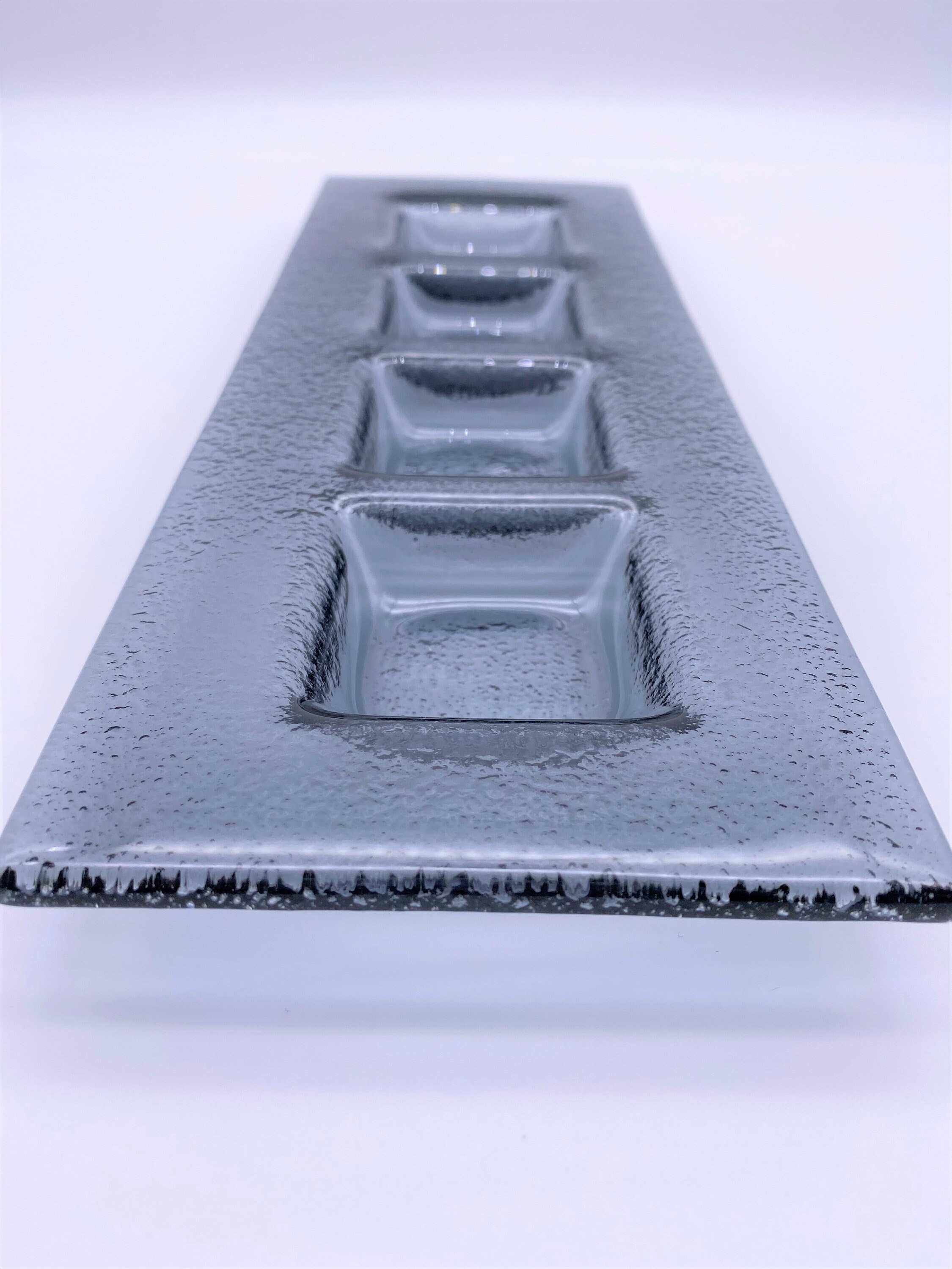 Rectangular Glass Plate with compartments for sauces mezzes. Etsy