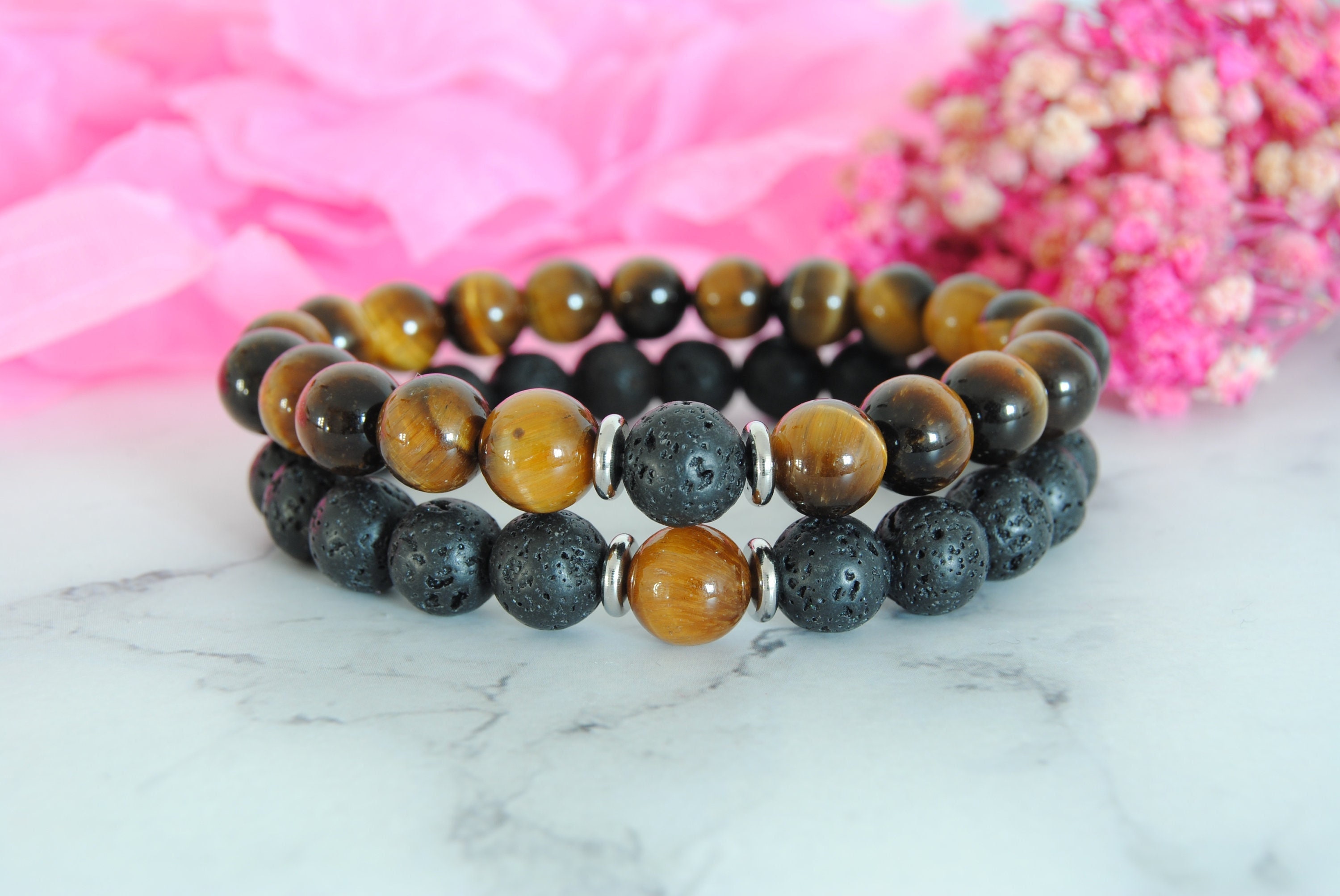 Tiger eye and lava stone bracelet sale