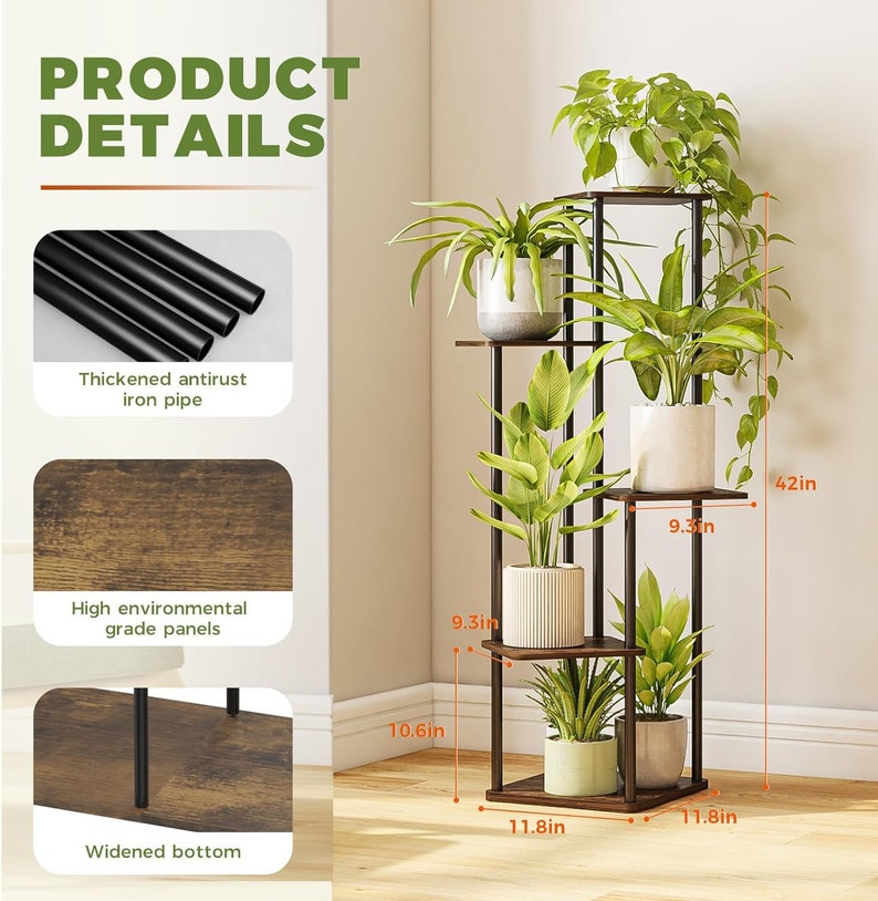 Maximize Greenery 5tier Tall Indoor Plant Stand Corner Metal Shelf